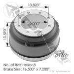 151.6712 BRAKE DRUM 16.500in X 7.000in 1 UNIT