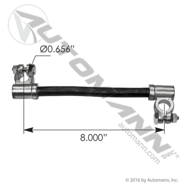178.2006BK Cable Batt JMPR Angle 2/0 8in Black