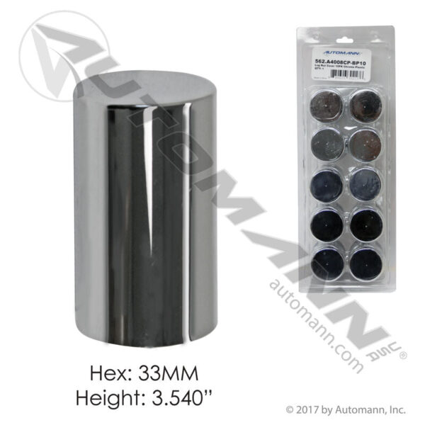 562.A4008CP-BP10 CHROME PLASTIC PUSH ON 33MM 10PK