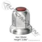 562.A4033R Steel Lug Nut Cover w/Red Reflector, 33mm Push-On w/Flange