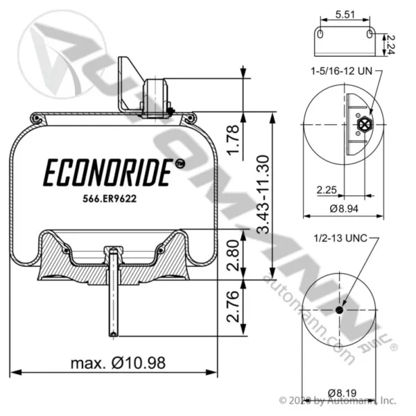566.ER9622 Econoride Air Spring Rolling Lobe 1 UNIT