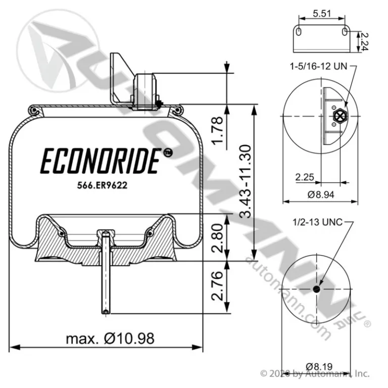 566.ER9622 Econoride Air Spring Rolling Lobe 1 UNIT