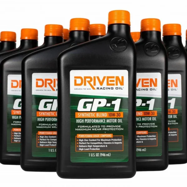 Driven Racing Oil GP-1 Synthetic Blend High Performance Motor Oil 10w-30 (12 Quart Bottles)