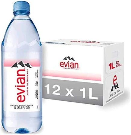 EVIAN NATURAL SPRING WATER 1 LITER 12 PACK