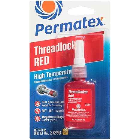 Permatex 27200 Hiigh Temperature Threadlocker Red 10 ml